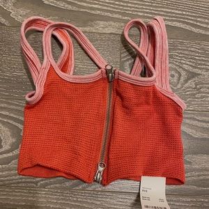NWT UO out from under zipper front cropped tank top/bra top XS/S